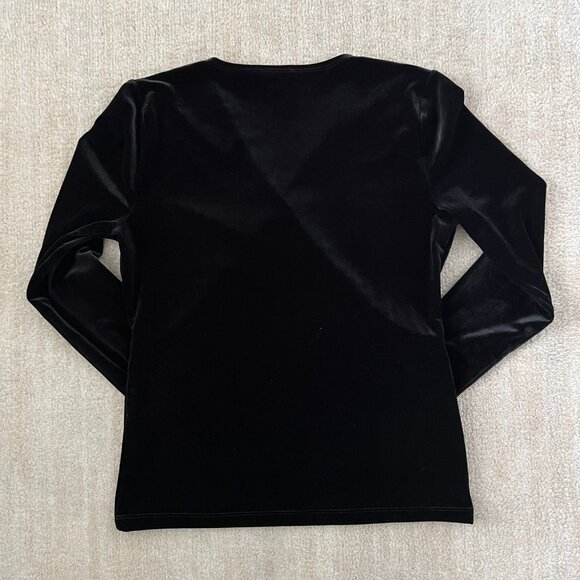 J. Crew Mercantile Black Velvet Faux Wrap Long Sleeve Blouse Top M - Picture 4 of 12